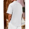 imageRuncati Mens Linen Shirt Guayabera Cuban Short Sleeve Button Down Cotton Summer Beach Hippie ShirtsWhite