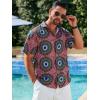 imageRuncati Mens Short Sleeve Shirts Button Down African Traditional Pattern Dashiki Shirt Casual Vintage Floral Hippie TopsArmy Green