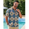 imageRuncati Mens Short Sleeve Shirts Button Down African Traditional Pattern Dashiki Shirt Casual Vintage Floral Hippie TopsDark Green