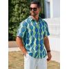 imageRuncati Mens Short Sleeve Shirts Button Down African Traditional Pattern Dashiki Shirt Casual Vintage Floral Hippie TopsLake Blue