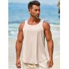 imageRuncati Mens Sleeveless Tank Tops Workout Muscle Gym Knitted Shirt Athletic Bodybuilding Slim Fit Ribbed T ShirtsApricot