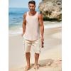 imageRuncati Mens Sleeveless Tank Tops Workout Muscle Gym Knitted Shirt Athletic Bodybuilding Slim Fit Ribbed T ShirtsApricot