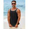 imageRuncati Mens Sleeveless Tank Tops Workout Muscle Gym Knitted Shirt Athletic Bodybuilding Slim Fit Ribbed T ShirtsBlack