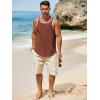 imageRuncati Mens Sleeveless Tank Tops Workout Muscle Gym Knitted Shirt Athletic Bodybuilding Slim Fit Ribbed T ShirtsBrown
