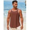 imageRuncati Mens Sleeveless Tank Tops Workout Muscle Gym Knitted Shirt Athletic Bodybuilding Slim Fit Ribbed T ShirtsBrown