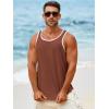 imageRuncati Mens Sleeveless Tank Tops Workout Muscle Gym Knitted Shirt Athletic Bodybuilding Slim Fit Ribbed T ShirtsBrown