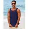 imageRuncati Mens Sleeveless Tank Tops Workout Muscle Gym Knitted Shirt Athletic Bodybuilding Slim Fit Ribbed T ShirtsNavy