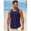 imageRuncati Mens Sleeveless Tank Tops Workout Muscle Gym Knitted Shirt Athletic Bodybuilding Slim Fit Ribbed T ShirtsNavy