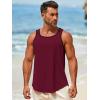 imageRuncati Mens Sleeveless Tank Tops Workout Muscle Gym Knitted Shirt Athletic Bodybuilding Slim Fit Ribbed T ShirtsWine Red