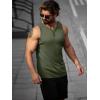 imageRuncati Mens Workout Tank Tops Summer Gym Muscle Ribbed Sleeveless Henley Shirt Casual Knitted Slim Fit Beach TeeArmy Green