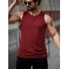 imageRuncati Mens Workout Tank Tops Summer Gym Muscle Ribbed Sleeveless Henley Shirt Casual Knitted Slim Fit Beach TeeBurgundy