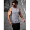 imageRuncati Mens Workout Tank Tops Summer Gym Muscle Ribbed Sleeveless Henley Shirt Casual Knitted Slim Fit Beach TeeLight Grey
