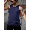 imageRuncati Mens Workout Tank Tops Summer Gym Muscle Ribbed Sleeveless Henley Shirt Casual Knitted Slim Fit Beach TeeNavy