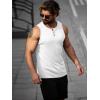 imageRuncati Mens Workout Tank Tops Summer Gym Muscle Ribbed Sleeveless Henley Shirt Casual Knitted Slim Fit Beach TeeWhite