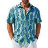 imageRuncati Mens Short Sleeve Shirts Button Down African Traditional Pattern Dashiki Shirt Casual Vintage Floral Hippie TopsLake Blue