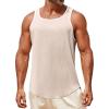 imageRuncati Mens Sleeveless Tank Tops Workout Muscle Gym Knitted Shirt Athletic Bodybuilding Slim Fit Ribbed T ShirtsApricot