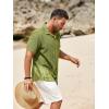 imageRuncati Mens Button Down Shirts Short Sleeve Hollow Out Knit Shirt Cuban Collar Casual Crochet Beach Summer TopsArmy Green