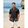 imageRuncati Mens Button Down Shirts Short Sleeve Hollow Out Knit Shirt Cuban Collar Casual Crochet Beach Summer TopsBlack