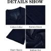 imageRuncati Mens Button Down Shirts Short Sleeve Hollow Out Knit Shirt Cuban Collar Casual Crochet Beach Summer TopsNavy Blue