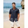 imageRuncati Mens Button Down Shirts Short Sleeve Hollow Out Knit Shirt Cuban Collar Casual Crochet Beach Summer TopsNavy Blue