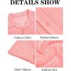 imageRuncati Mens Button Down Shirts Short Sleeve Hollow Out Knit Shirt Cuban Collar Casual Crochet Beach Summer TopsPink