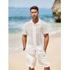imageRuncati Mens Button Down Shirts Short Sleeve Hollow Out Knit Shirt Cuban Collar Casual Crochet Beach Summer TopsWhite