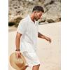 imageRuncati Mens Button Down Shirts Short Sleeve Hollow Out Knit Shirt Cuban Collar Casual Crochet Beach Summer TopsWhite
