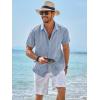 imageRuncati Mens Guayabera Shirts Short Sleeve Casual Cuban Linen Shirt Button Down Beach Summer Mexican ShirtsBaby Blue