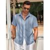 imageRuncati Mens Guayabera Shirts Short Sleeve Casual Cuban Linen Shirt Button Down Beach Summer Mexican ShirtsBaby Blue