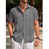 imageRuncati Mens Guayabera Shirts Short Sleeve Casual Cuban Linen Shirt Button Down Beach Summer Mexican ShirtsDark Grey