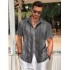 imageRuncati Mens Guayabera Shirts Short Sleeve Casual Cuban Linen Shirt Button Down Beach Summer Mexican ShirtsDark Grey