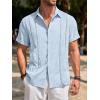 imageRuncati Mens Guayabera Shirts Short Sleeve Casual Cuban Linen Shirt Button Down Beach Summer Mexican ShirtsLight Blue