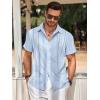 imageRuncati Mens Guayabera Shirts Short Sleeve Casual Cuban Linen Shirt Button Down Beach Summer Mexican ShirtsLight Blue