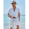 imageRuncati Mens Guayabera Shirts Short Sleeve Casual Cuban Linen Shirt Button Down Beach Summer Mexican ShirtsLight Blue
