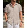 imageRuncati Mens Guayabera Shirts Short Sleeve Casual Cuban Linen Shirt Button Down Beach Summer Mexican ShirtsLight Khaki