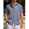 imageRuncati Mens Guayabera Shirts Short Sleeve Casual Cuban Linen Shirt Button Down Beach Summer Mexican ShirtsNavy Blue