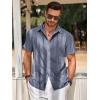 imageRuncati Mens Guayabera Shirts Short Sleeve Casual Cuban Linen Shirt Button Down Beach Summer Mexican ShirtsNavy Blue