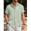 imageRuncati Mens Guayabera Shirts Short Sleeve Casual Cuban Linen Shirt Button Down Beach Summer Mexican ShirtsOlive Green