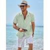 imageRuncati Mens Guayabera Shirts Short Sleeve Casual Cuban Linen Shirt Button Down Beach Summer Mexican ShirtsOlive Green