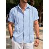 imageRuncati Mens Guayabera Shirts Short Sleeve Casual Cuban Linen Shirt Button Down Beach Summer Mexican ShirtsSky Blue