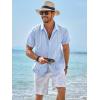 imageRuncati Mens Guayabera Shirts Short Sleeve Casual Cuban Linen Shirt Button Down Beach Summer Mexican ShirtsSky Blue