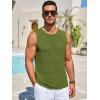 imageRuncati Mens Knitted Tank Tops Casual Sleeveless Hollow Out Crochet TShirts Muscle Summer Beach Hippie ShirtsArmy Green