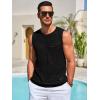 imageRuncati Mens Knitted Tank Tops Casual Sleeveless Hollow Out Crochet TShirts Muscle Summer Beach Hippie ShirtsBlack