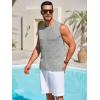 imageRuncati Mens Knitted Tank Tops Casual Sleeveless Hollow Out Crochet TShirts Muscle Summer Beach Hippie ShirtsGray