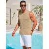 imageRuncati Mens Knitted Tank Tops Casual Sleeveless Hollow Out Crochet TShirts Muscle Summer Beach Hippie ShirtsKhaki