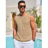 imageRuncati Mens Knitted Tank Tops Casual Sleeveless Hollow Out Crochet TShirts Muscle Summer Beach Hippie ShirtsKhaki