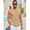 imageRuncati Mens Knitted Tank Tops Casual Sleeveless Hollow Out Crochet TShirts Muscle Summer Beach Hippie ShirtsKhaki