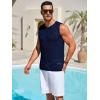 imageRuncati Mens Knitted Tank Tops Casual Sleeveless Hollow Out Crochet TShirts Muscle Summer Beach Hippie ShirtsNavy