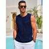 imageRuncati Mens Knitted Tank Tops Casual Sleeveless Hollow Out Crochet TShirts Muscle Summer Beach Hippie ShirtsNavy
