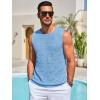 imageRuncati Mens Knitted Tank Tops Casual Sleeveless Hollow Out Crochet TShirts Muscle Summer Beach Hippie ShirtsSky Blue